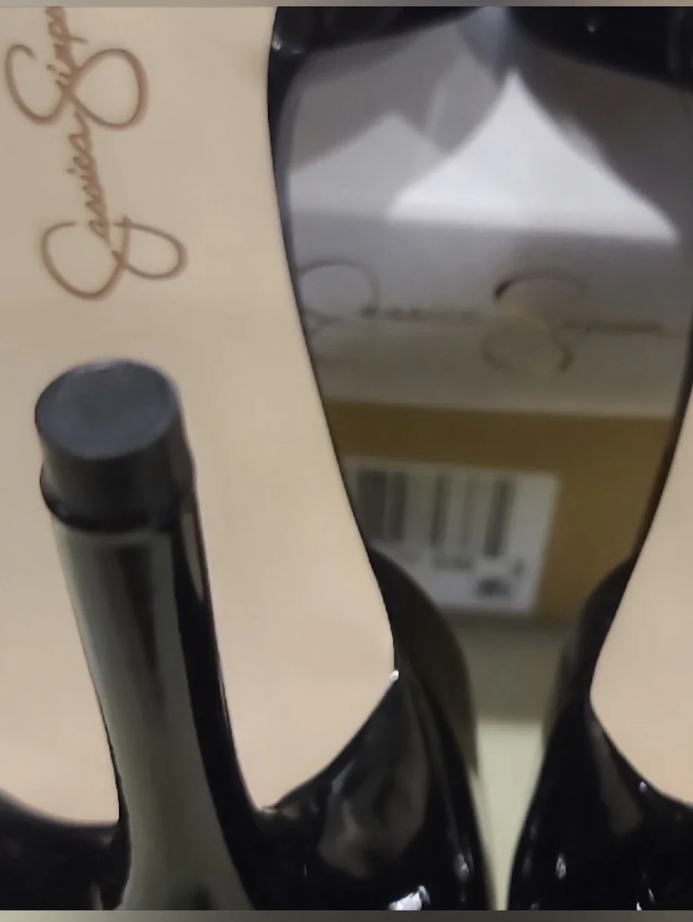 Jessica Simpson Black Patent Open-Toe Heels